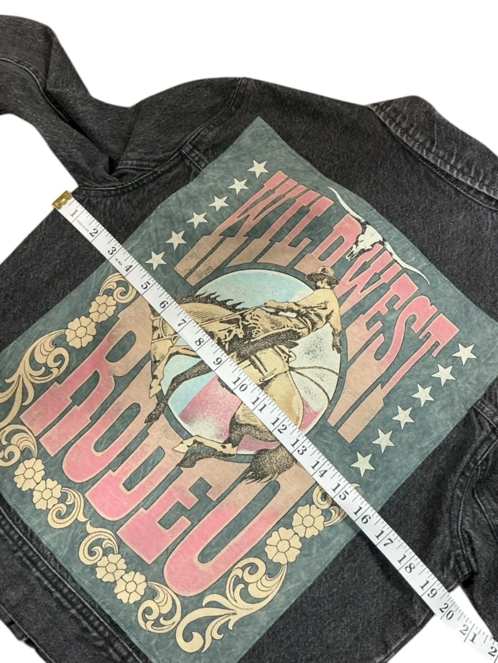 Wild West Rodeo Western Cowgirl Upcycled Denim Jacket - Picture 6 of 7